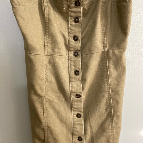 Forever 21 Fitted Khaki Jumper Dress Size Medium Front Buttons - Picture 6 of 6
